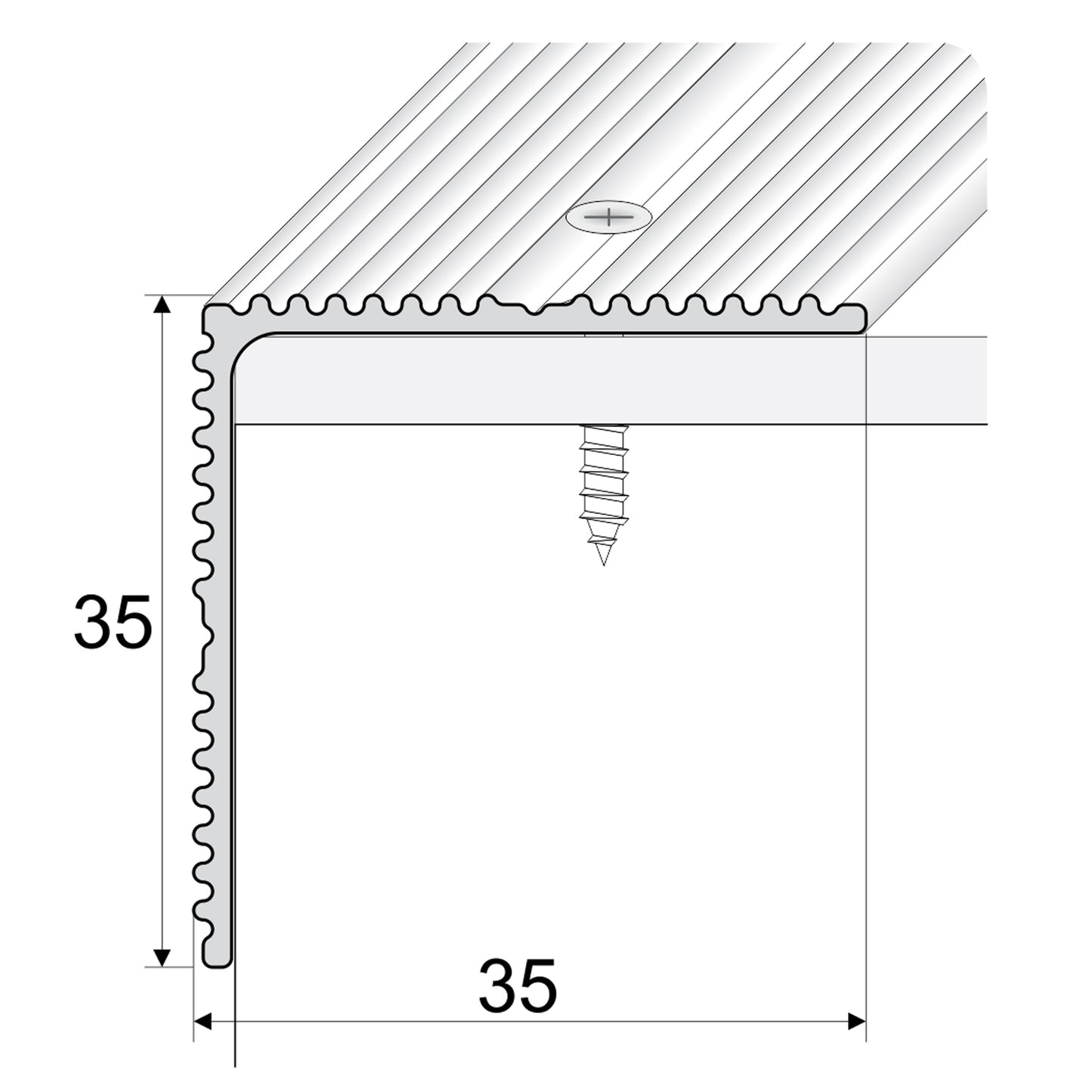 Heavy Duty Non Slip Anodised Aluminium Ribbed Treads Stair Nosing Edge Trim