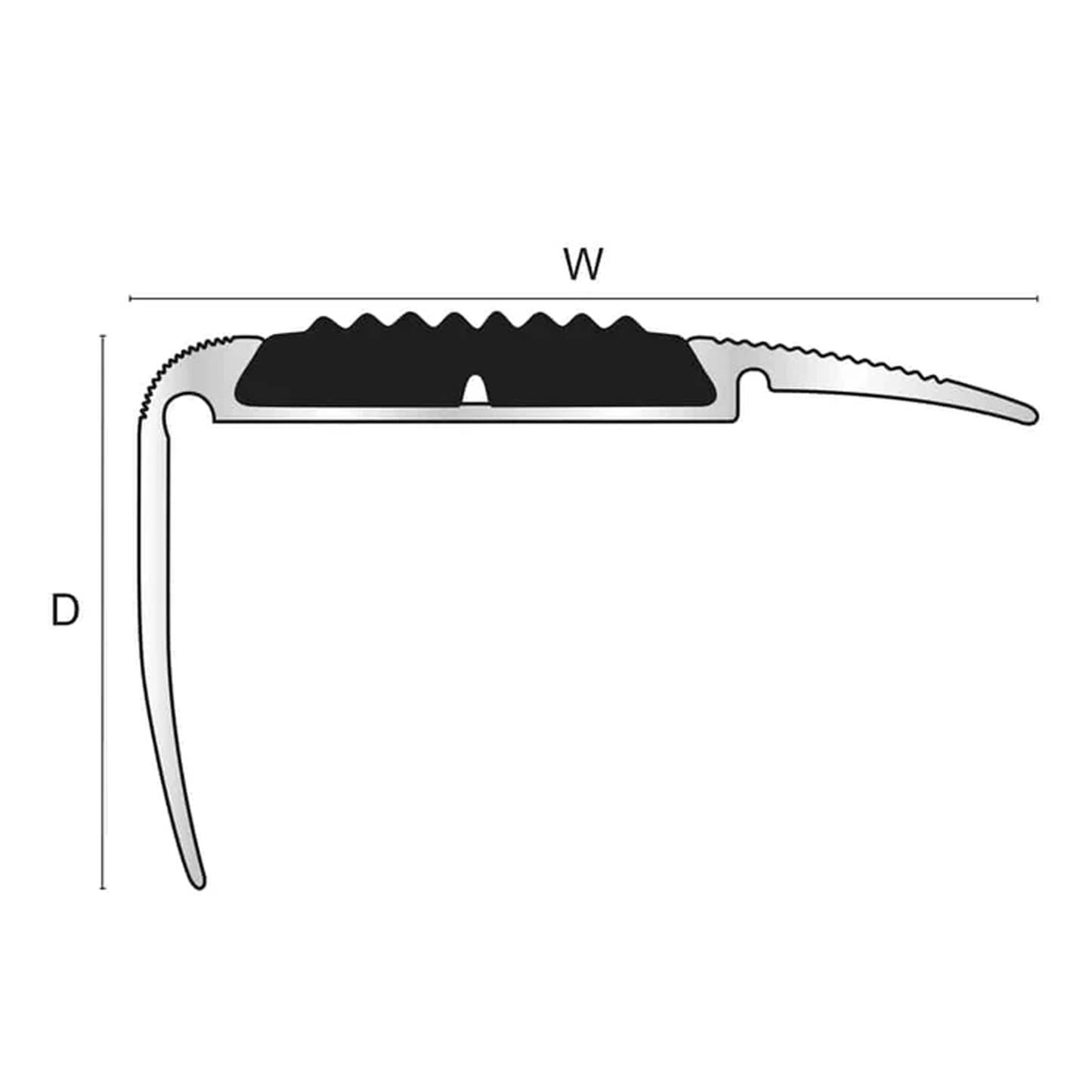 Heavy Duty Anodised Aluminium Edge Non Slip Rubber Stair Nosing Edge Trim 2.7m Long