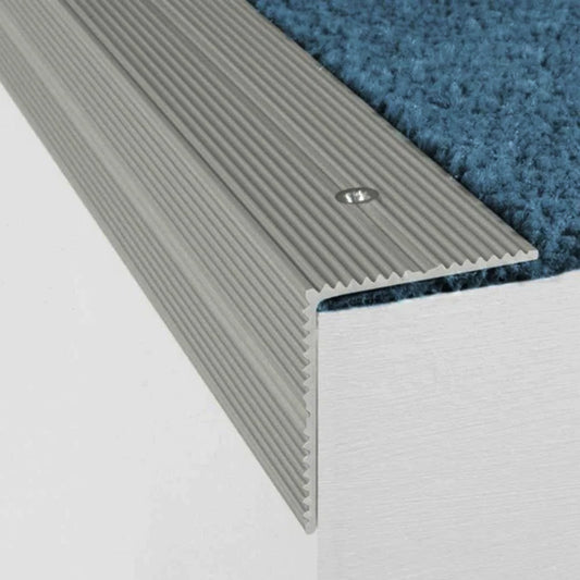 Heavy Duty Non Slip Anodised Aluminium Ribbed Treads Stair Nosing Edge Trim