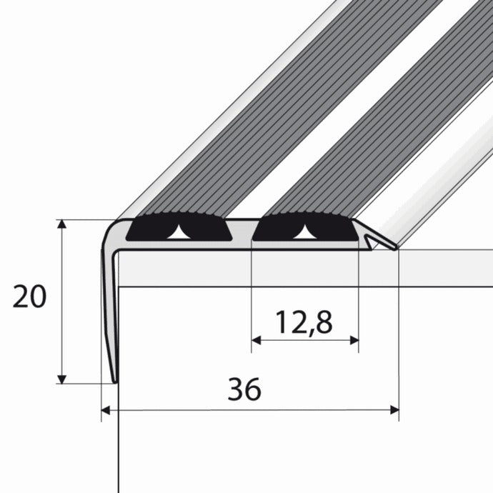 Heavy Duty Anodised Aluminium Non Slip Rubber Stair Nosing Edge Trim With Inserts
