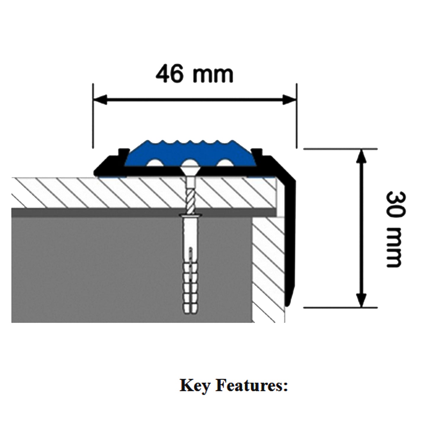 Premium Anodised Aluminium Stair Edge Trim Nosing Step Commercial Nose Edging 1.20m Length