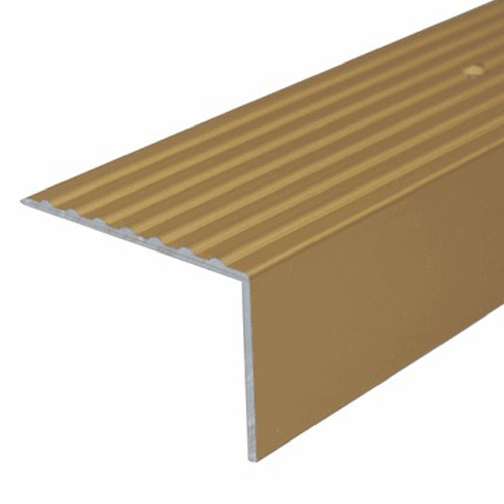 Premium Non Slip Anodised Aluminium Heavy Duty Ribbed Treads Stair Nosing Edge Trim For Carpet