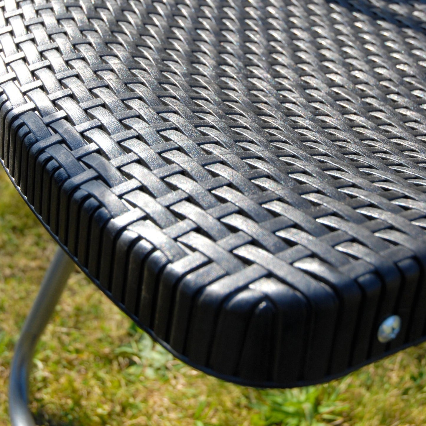 Premium Grade Folding Bistro Set Rattan Effect 2 Seats & Table Outdoor Plastic & Steel Frame