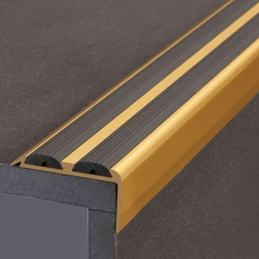 Heavy Duty Anodised Aluminium Non Slip Rubber Stair Nosing Edge Trim With Inserts