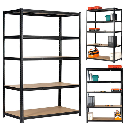 Heavy Duty Racking Boltless Garage Shelving Black 1000kg 5 Tier Boltless Shelving