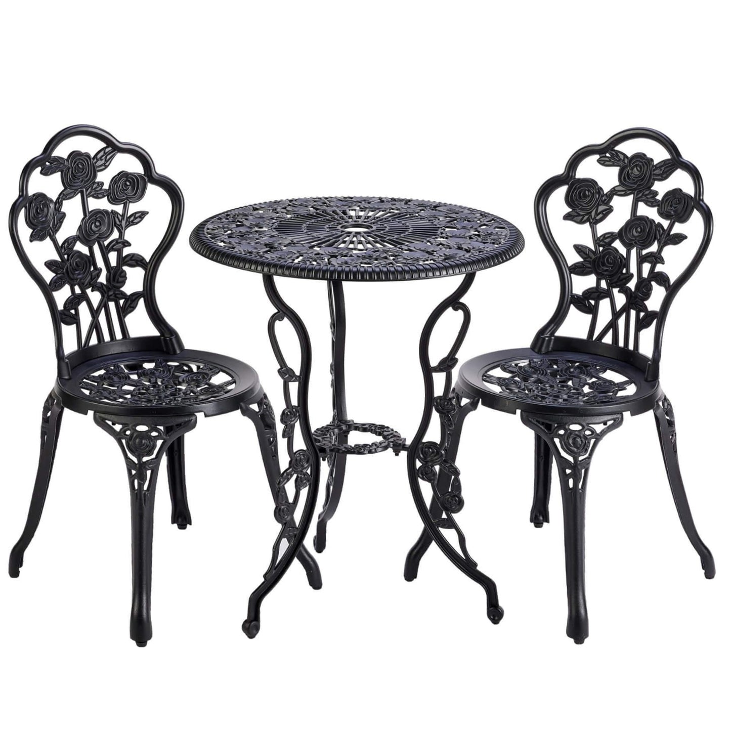 Deluxe Metal Garden Furniture Table and 2 Chairs Bistro Set Outdoor Patio Chairs & Table