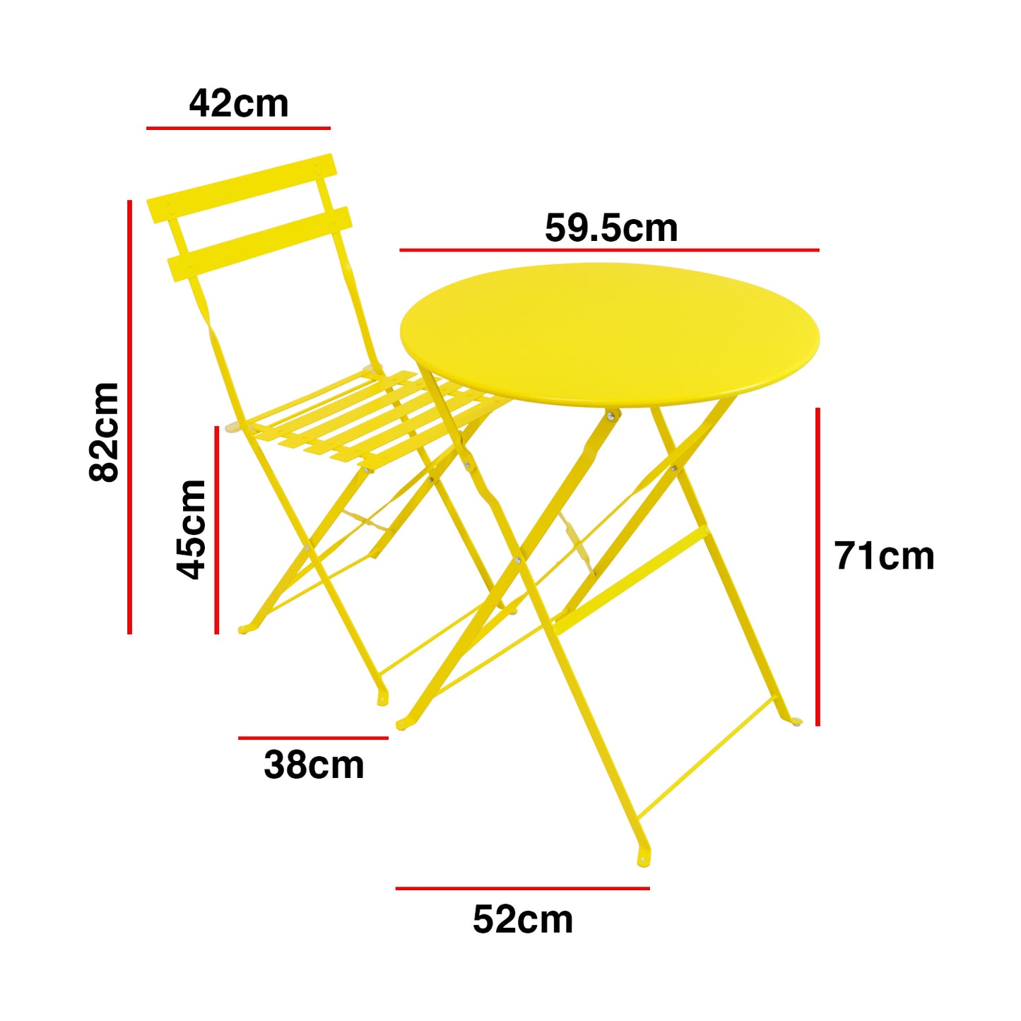 Comfortable Folding Table & Chair Bistro Set Outdoor Garden Patio Fully Assembled Set