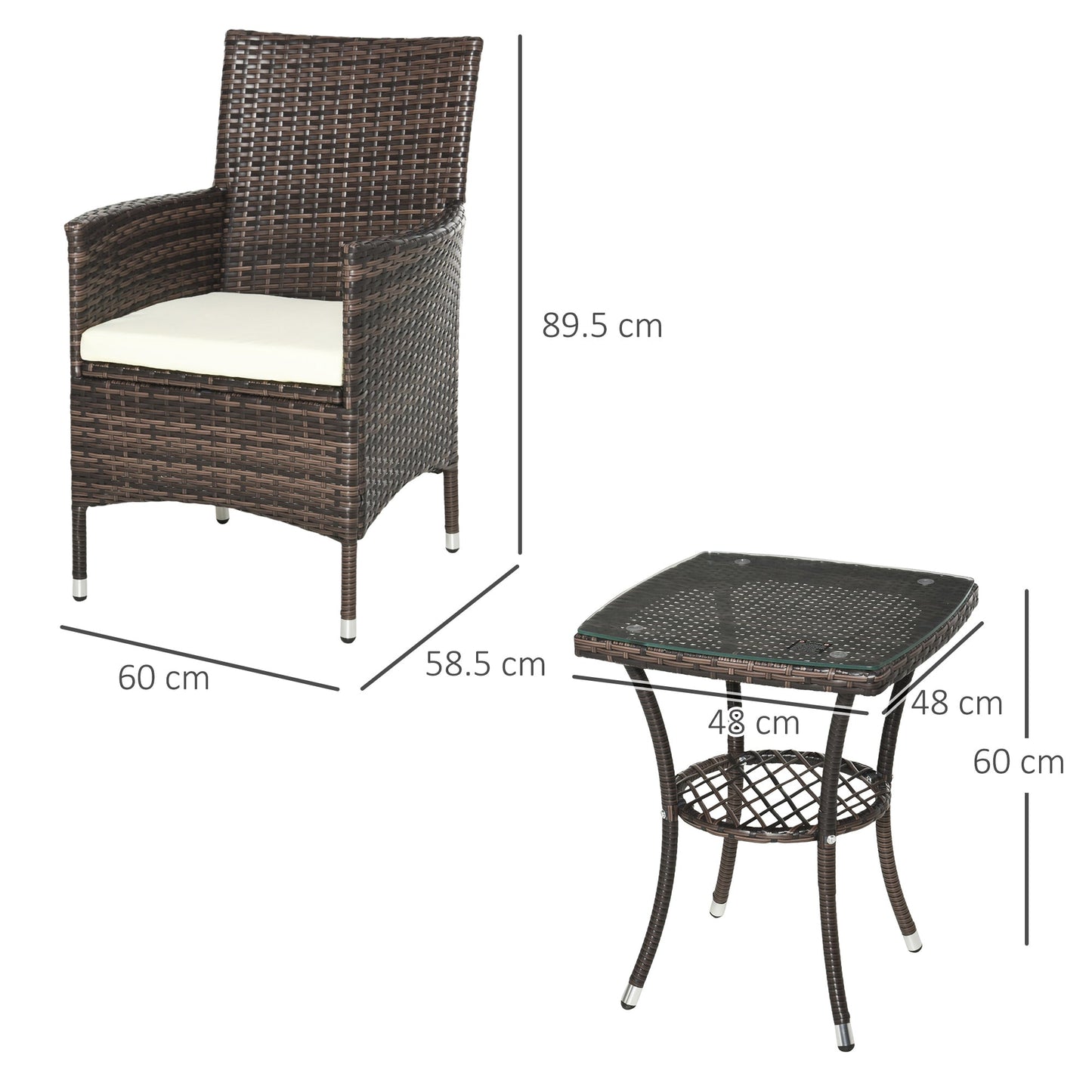 Premium Garden Furniture Bistro Set Garden Table Chairs Patio Outdoor & Indoor 3PC