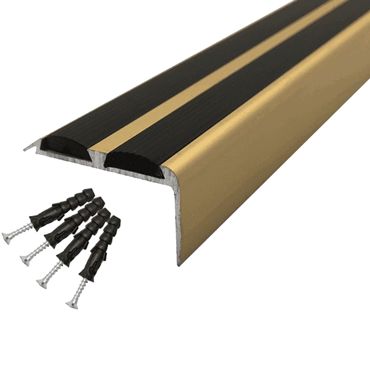 Heavy Duty Anodised Aluminium Non Slip Rubber Stair Nosing Edge Trim With Inserts
