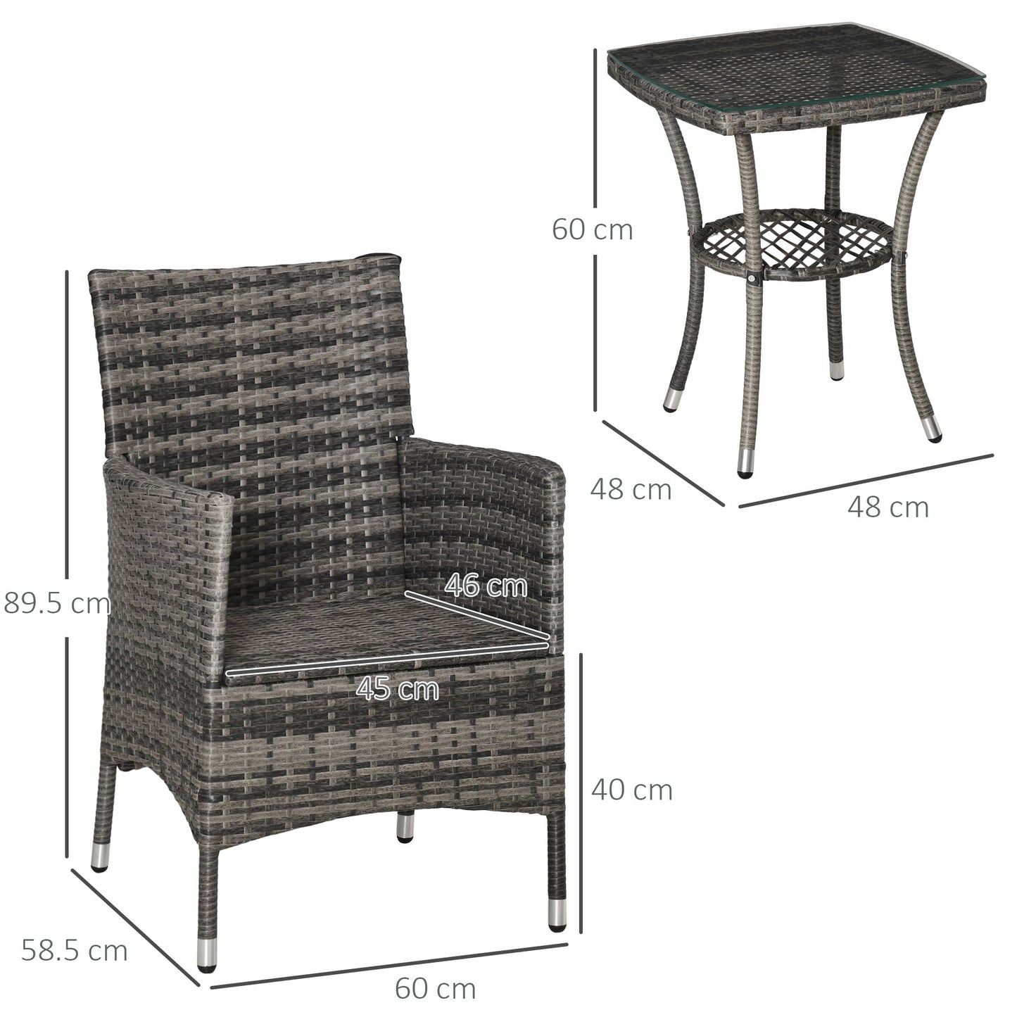 Premium Garden Furniture Bistro Set Garden Table Chairs Patio Outdoor & Indoor 3PC