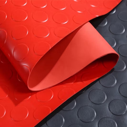 Red PVC Vinyl Coin Pattern Flooring Heavy Duty Matting Garage Work Van Gym Indoor Outdoor Matting