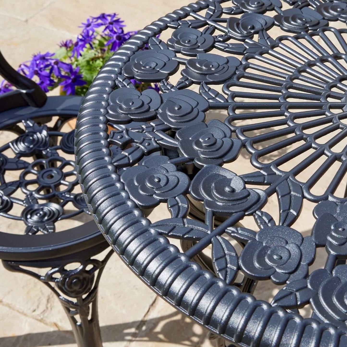 Deluxe Metal Garden Furniture Table and 2 Chairs Bistro Set Outdoor Patio Chairs & Table