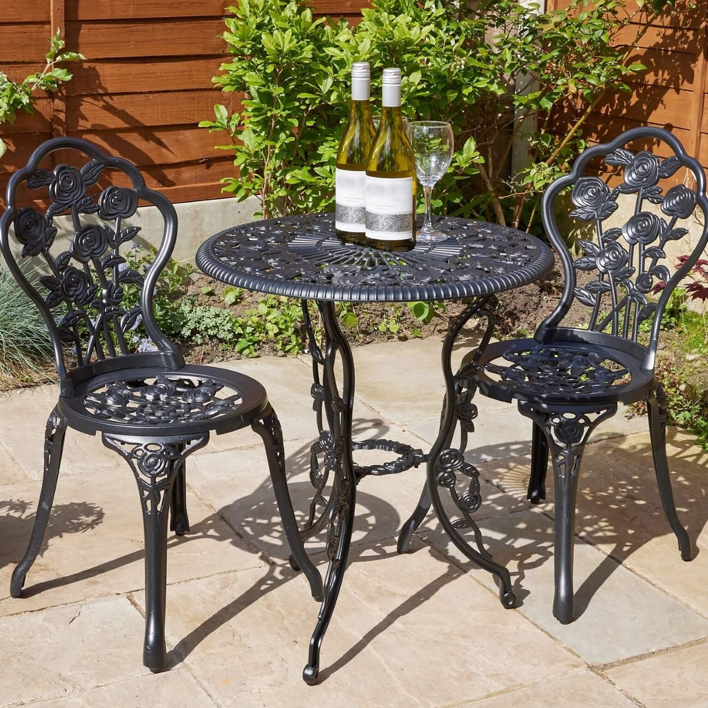 Deluxe Metal Garden Furniture Table and 2 Chairs Bistro Set Outdoor Patio Chairs & Table