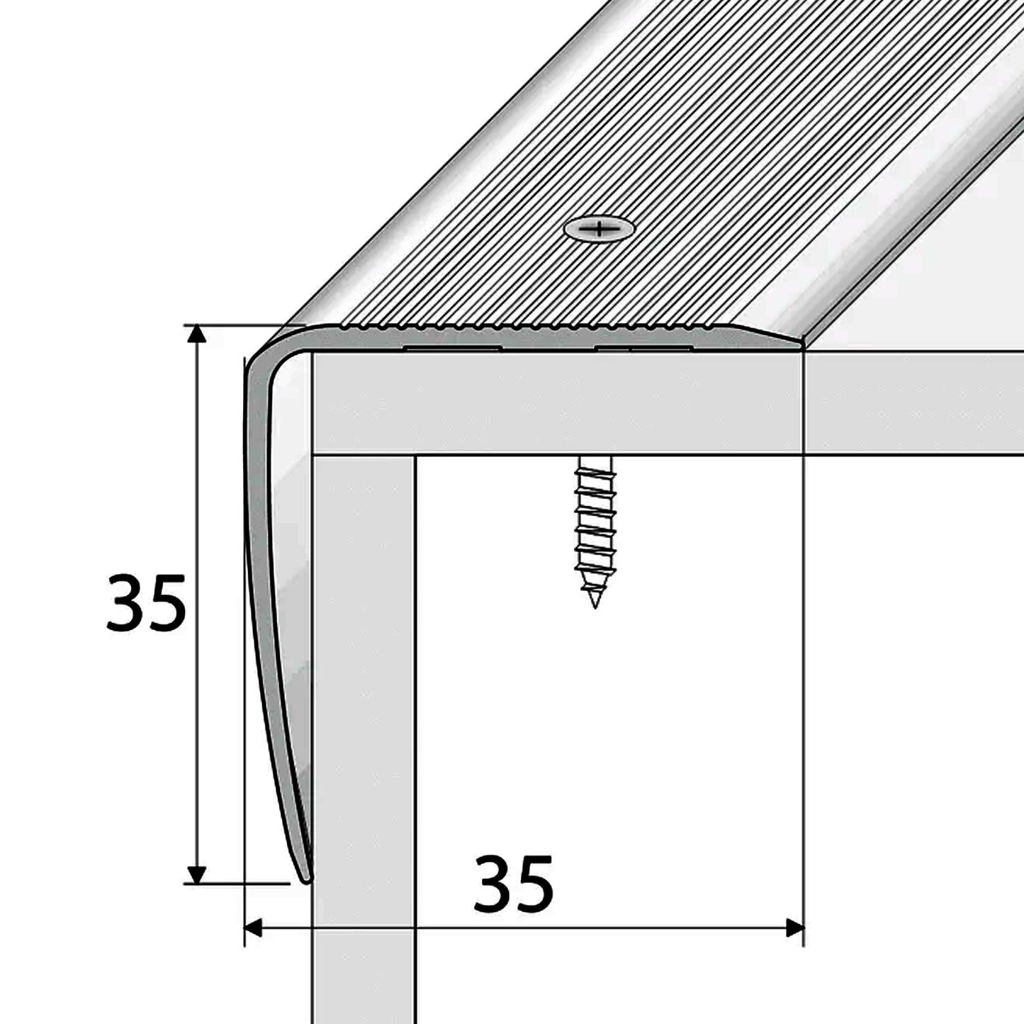 Non Slip Ribbed Treads Stair Nosing Edge Trim High Quality Anodised Aluminium Stair Nosing Edge
