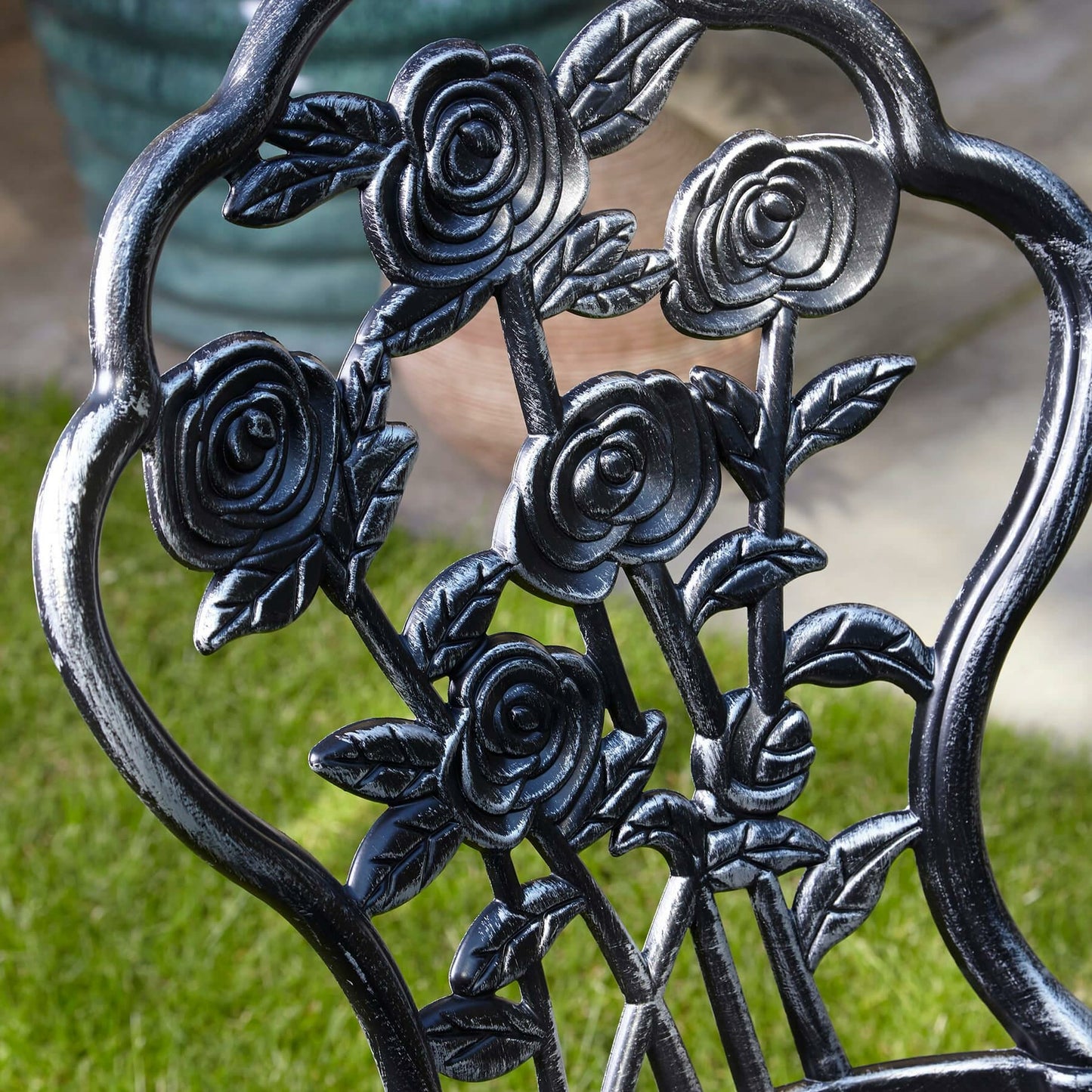 Deluxe Metal Garden Furniture Table and 2 Chairs Bistro Set Outdoor Patio Chairs & Table