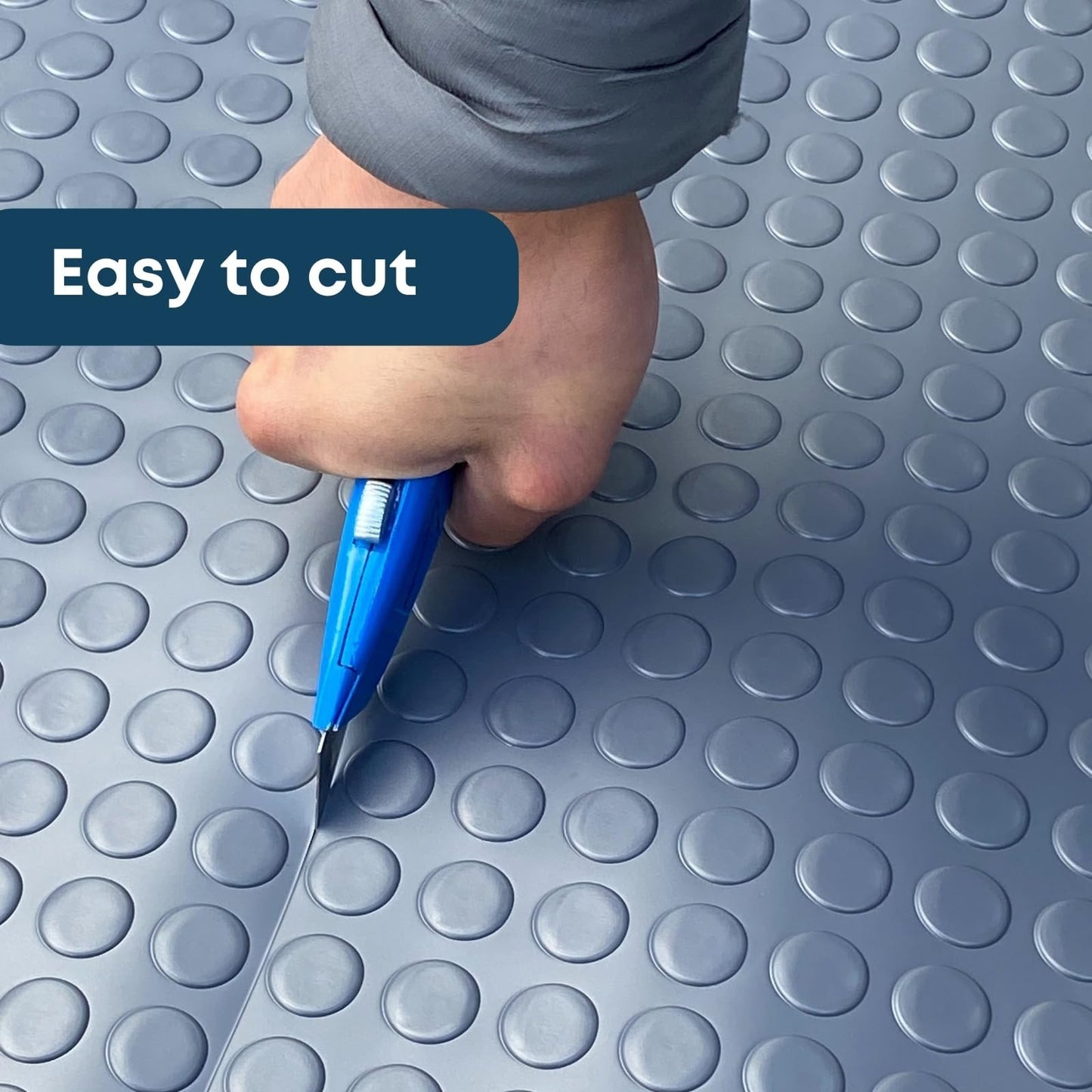 Non Slip PVC Vinyl Coin Penny Flooring Matting Heavy Duty Garage Work Van Gym Matting Dark Grey