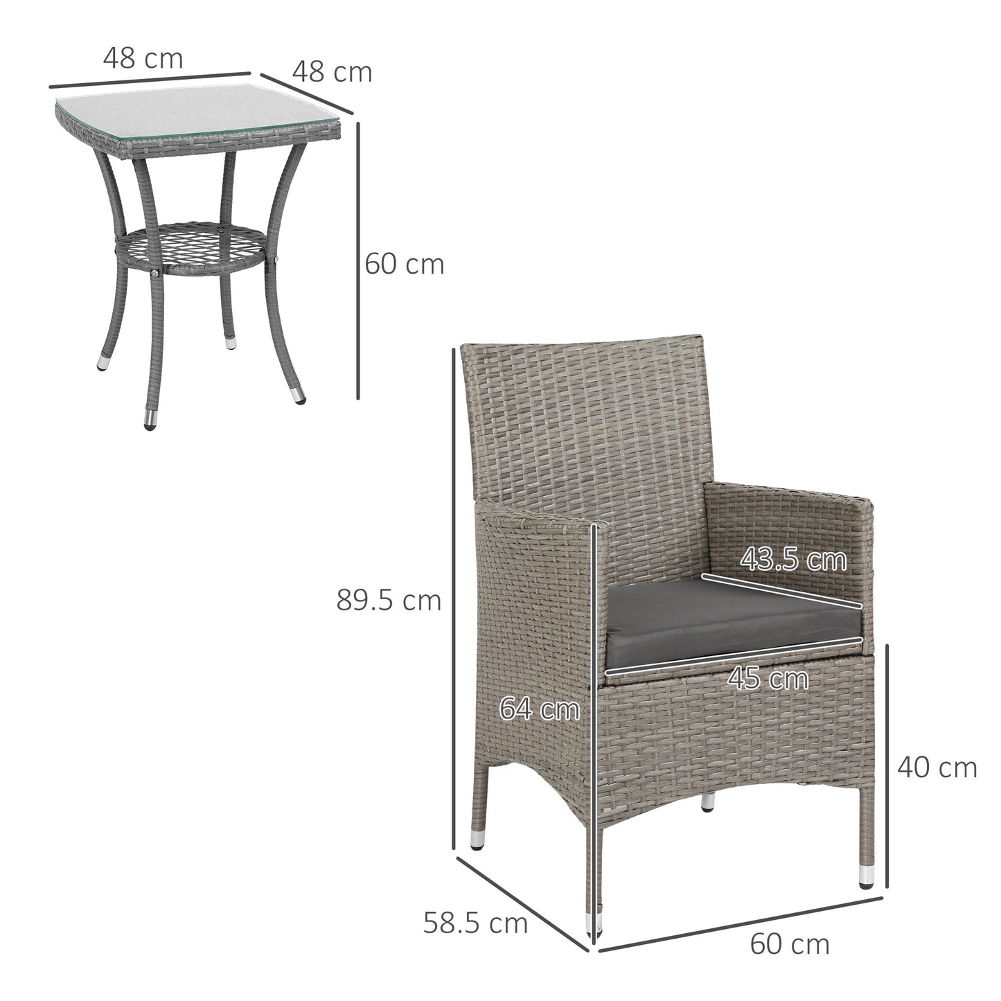 Premium Garden Furniture Bistro Set Garden Table Chairs Patio Outdoor & Indoor 3PC