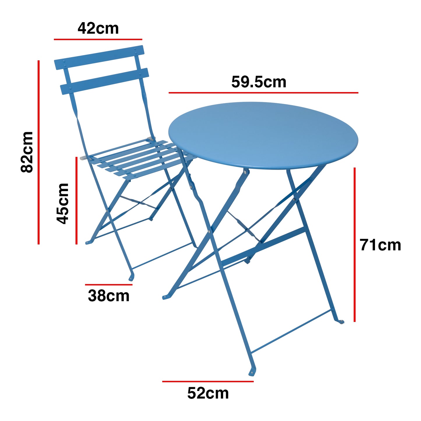 Comfortable Folding Table & Chair Bistro Set Outdoor Garden Patio Fully Assembled Set