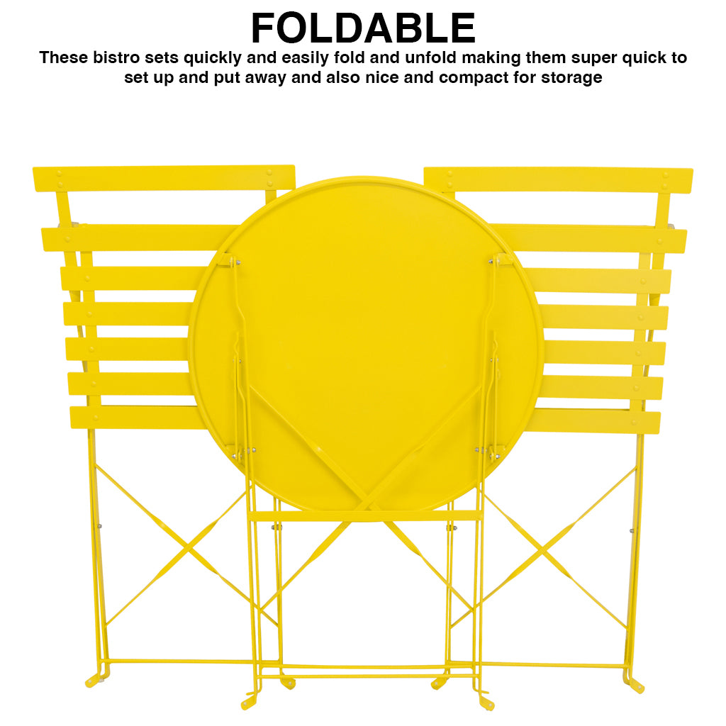 Comfortable Folding Table & Chair Bistro Set Outdoor Garden Patio Fully Assembled Set