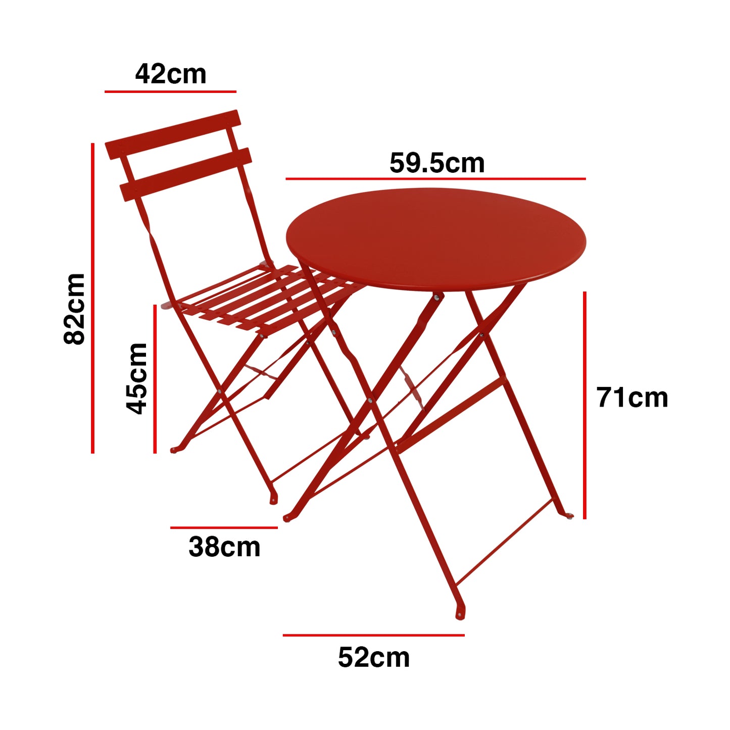 Comfortable Folding Table & Chair Bistro Set Outdoor Garden Patio Fully Assembled Set
