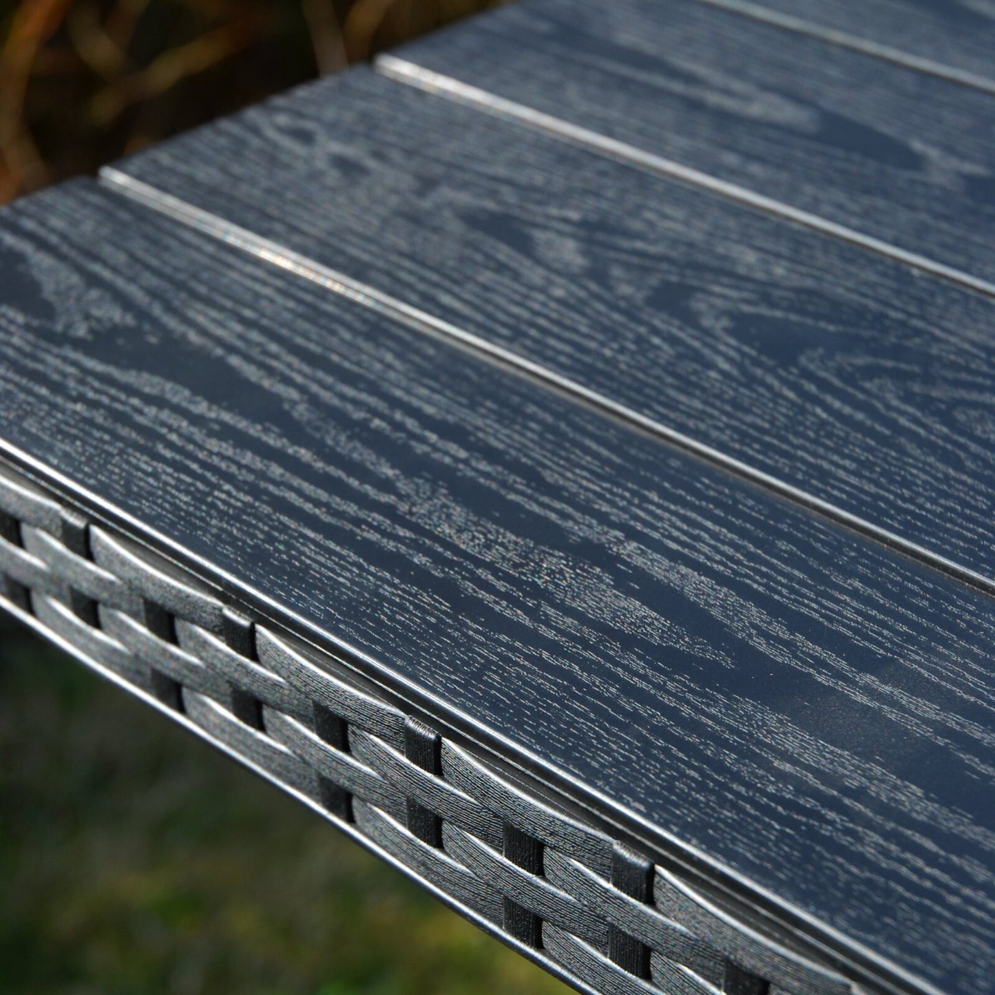 Premium Grade Folding Bistro Set Rattan Effect 2 Seats & Table Outdoor Plastic & Steel Frame