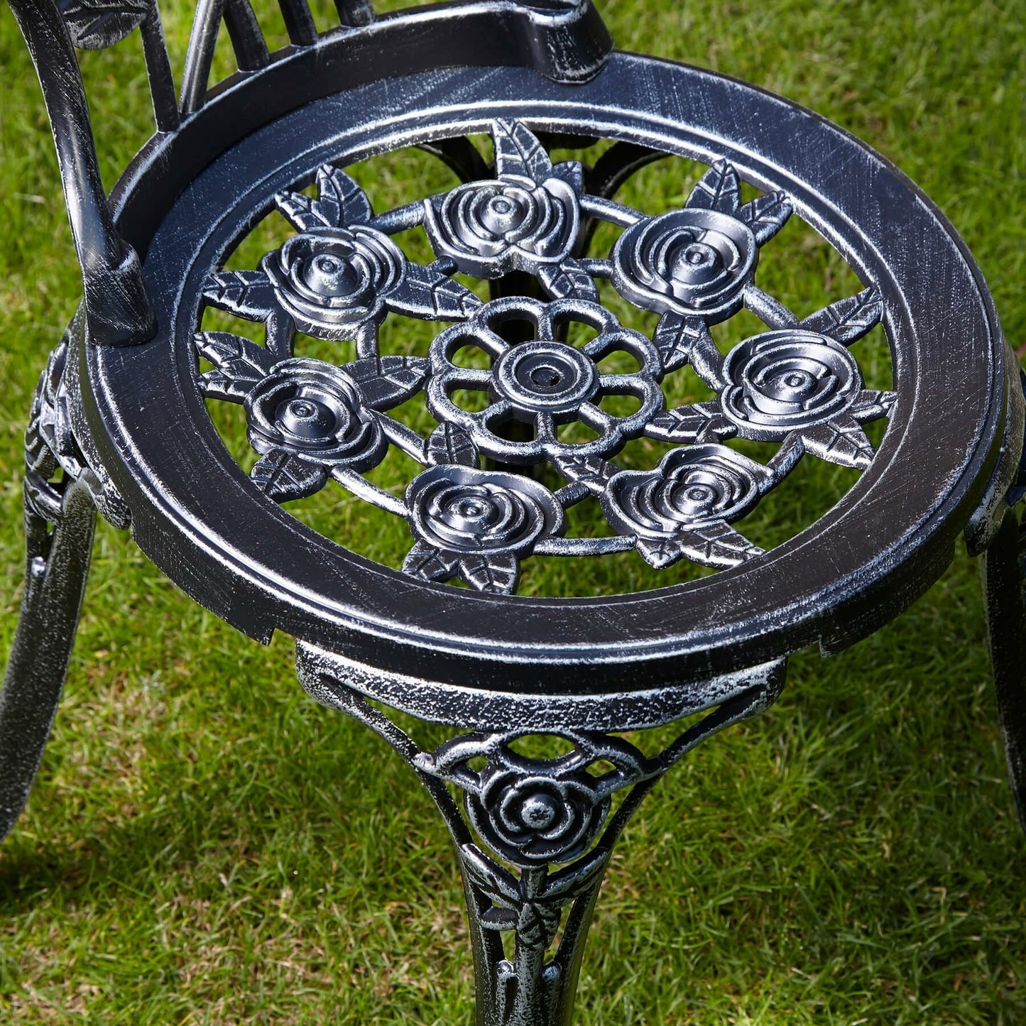 Deluxe Metal Garden Furniture Table and 2 Chairs Bistro Set Outdoor Patio Chairs & Table