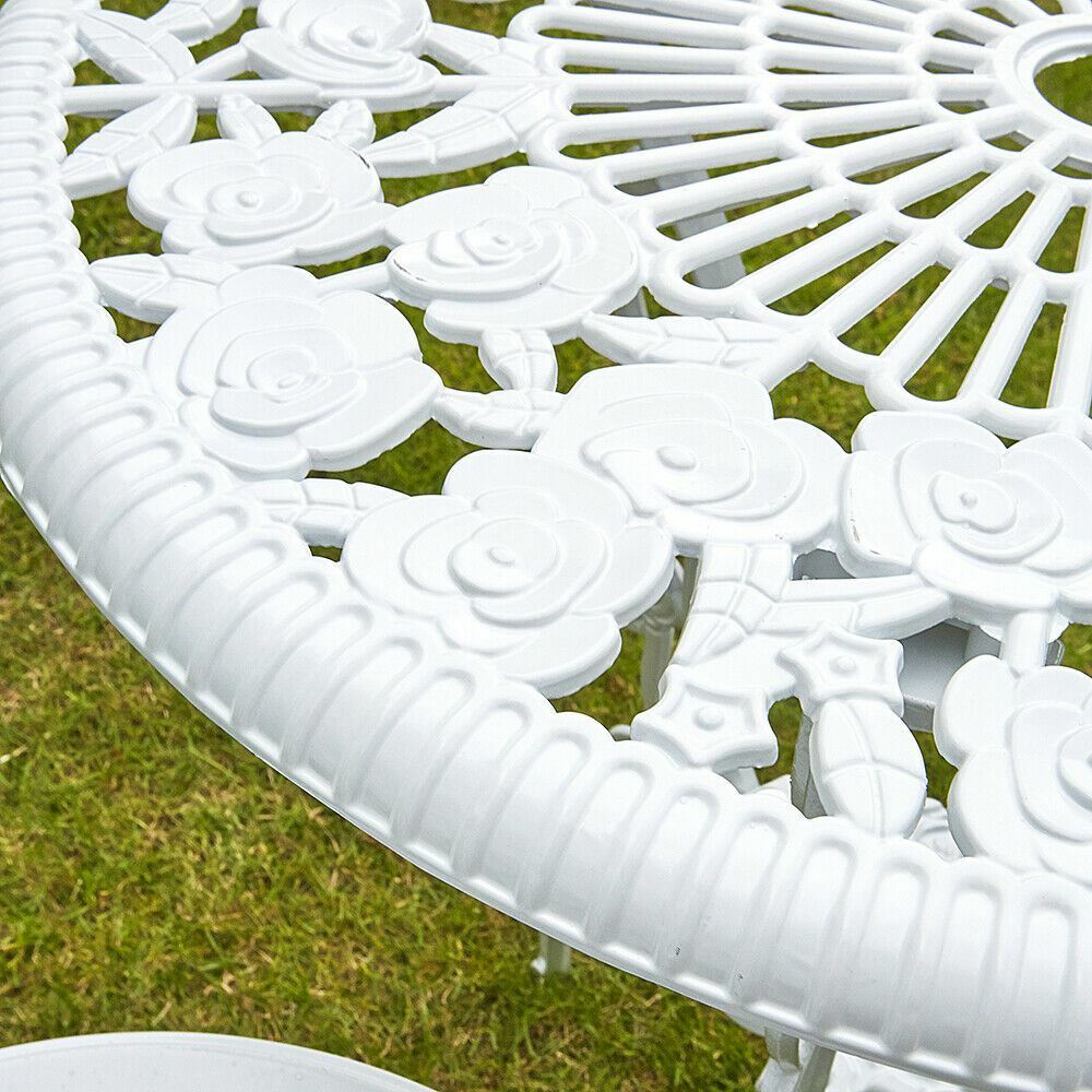 Deluxe Metal Garden Furniture Table and 2 Chairs Bistro Set Outdoor Patio Chairs & Table