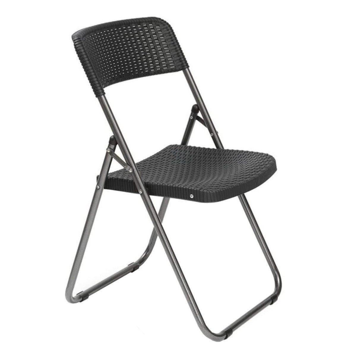 Premium Grade Folding Bistro Set Rattan Effect 2 Seats & Table Outdoor Plastic & Steel Frame