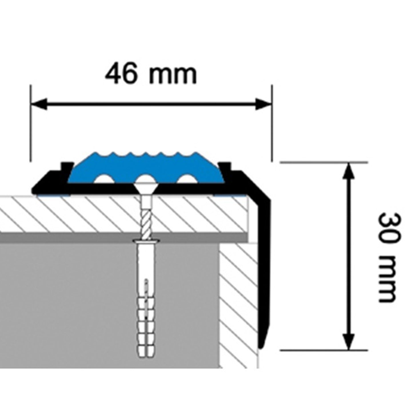 Commercial Grade Anodised Aluminium Stair Nosing Edge Trim Step Nose Edging 1.20m Length